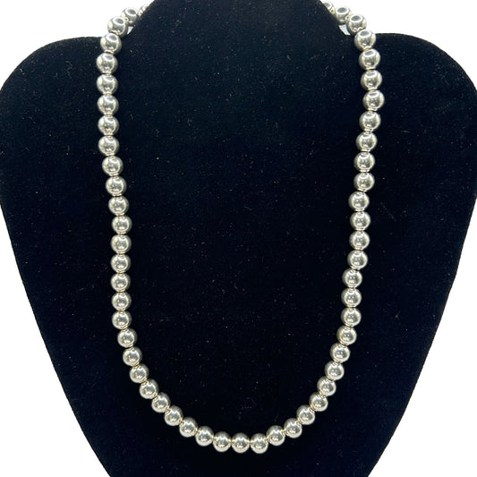 Vintage 925 Sterling Silver 8mm Navajo Pearl 18" Necklace