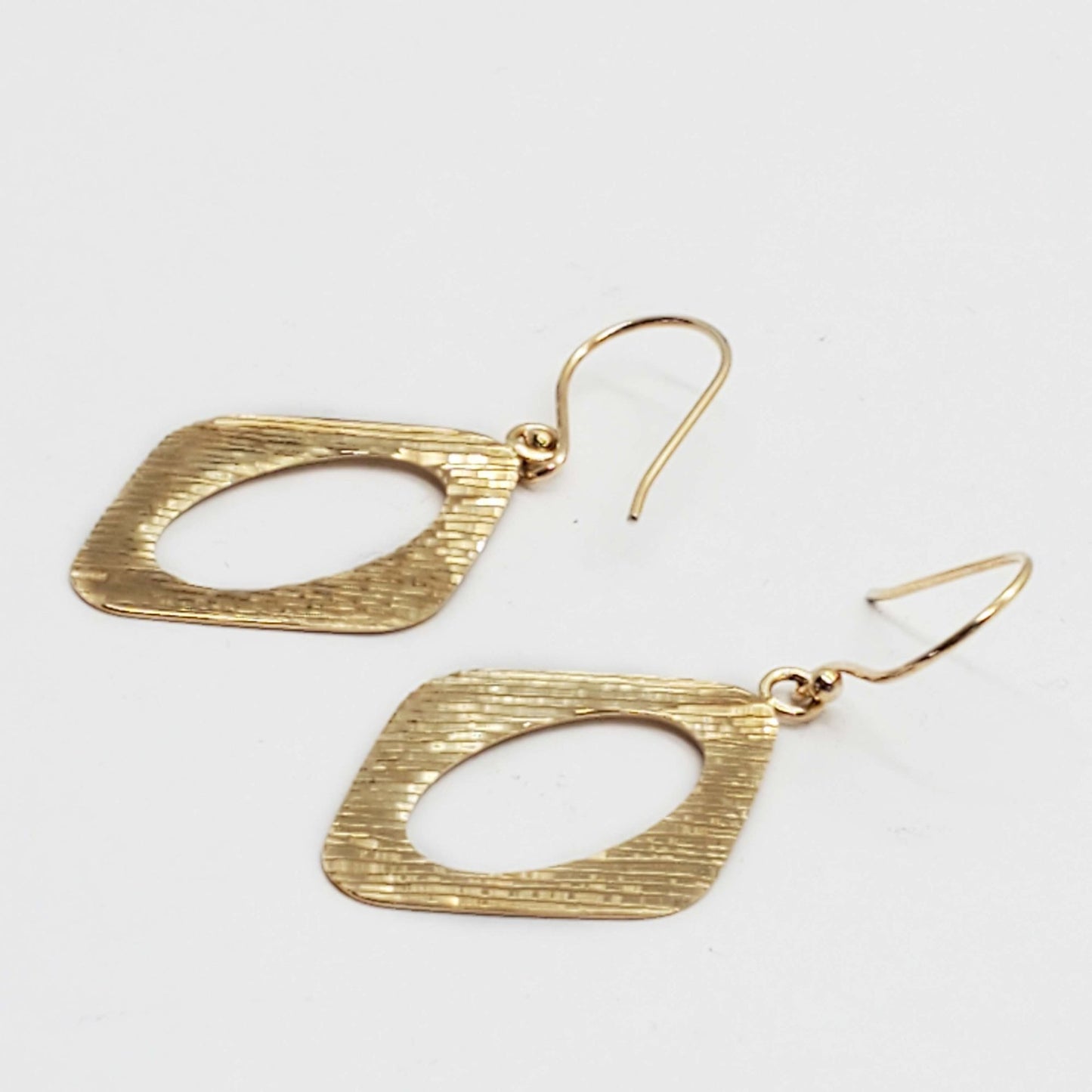 Dia-Cut Open Dangle Drop Earrings 14k Gold