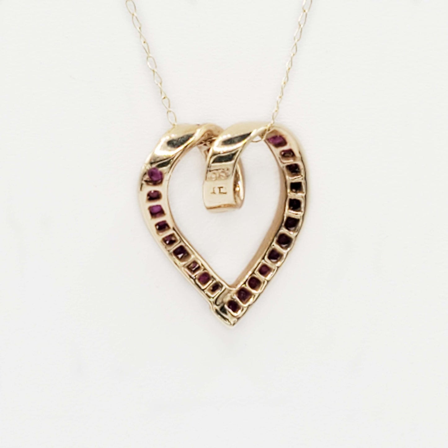 Ruby Channel-Set Heart Pendant 10k Yellow Gold