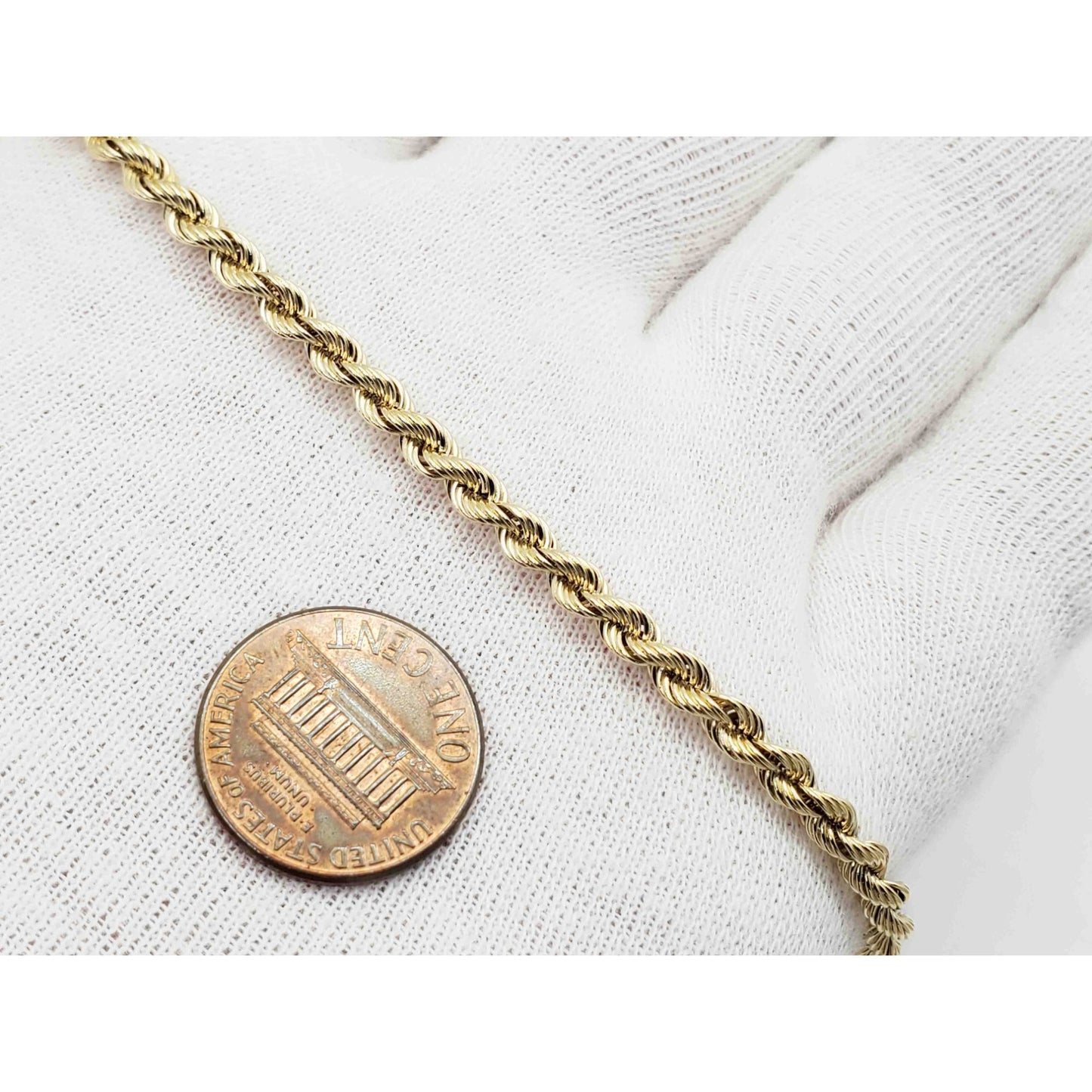 3.7mm Wide Rope Style Bracelet 14k Gold