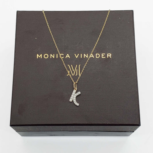 Monica Vinader Designer Lab-Created Diamond Initial K Charm Pendant Necklace 14k Gold