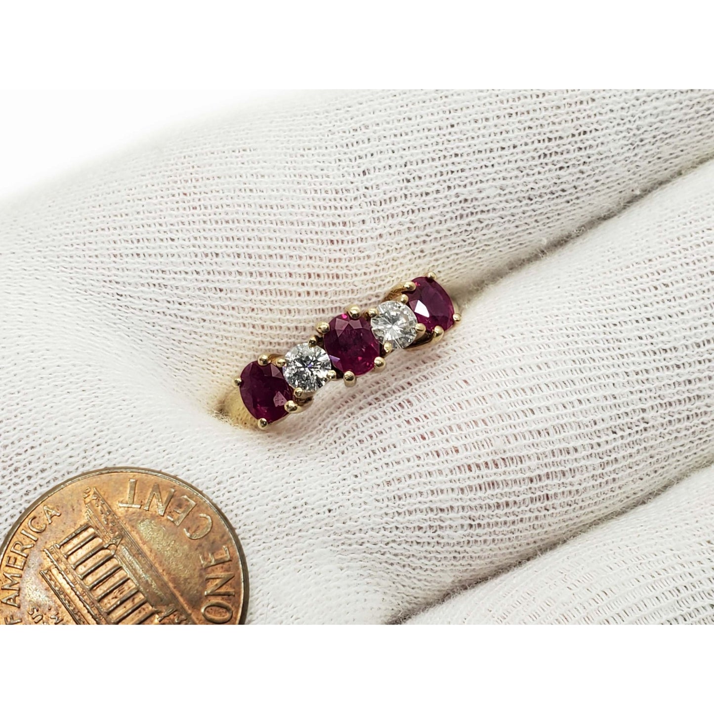 BITA Natural Ruby & Diamond Ring 14k Gold Size 10