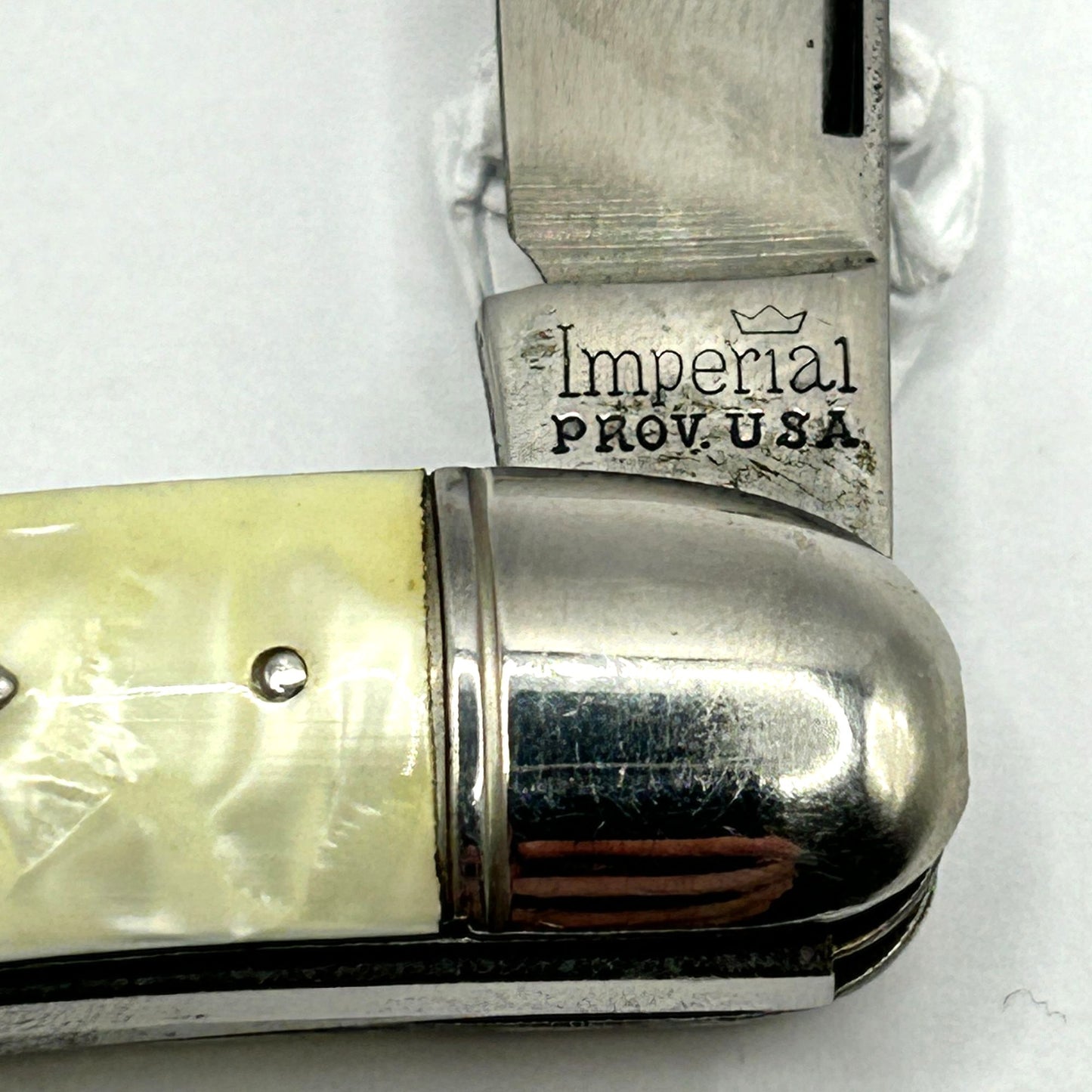 Vintage Imperial USA Pocket Folding Fishing Knife - Mother of Pearl, Fish Handle