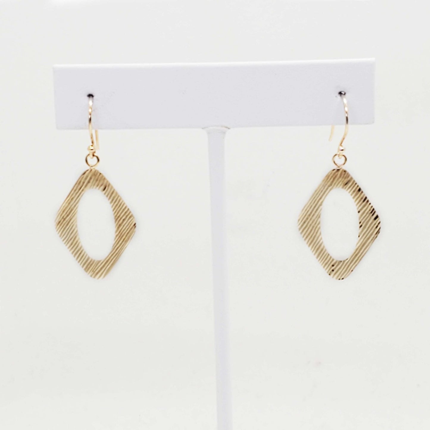 Dia-Cut Open Dangle Drop Earrings 14k Gold