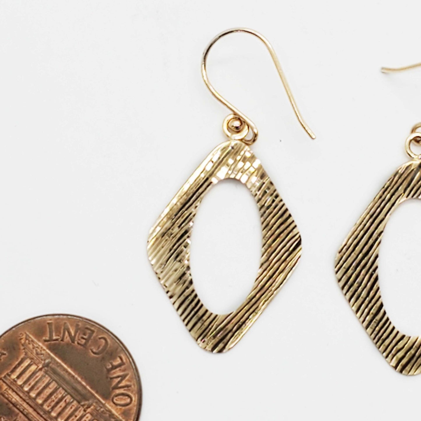 Dia-Cut Open Dangle Drop Earrings 14k Gold