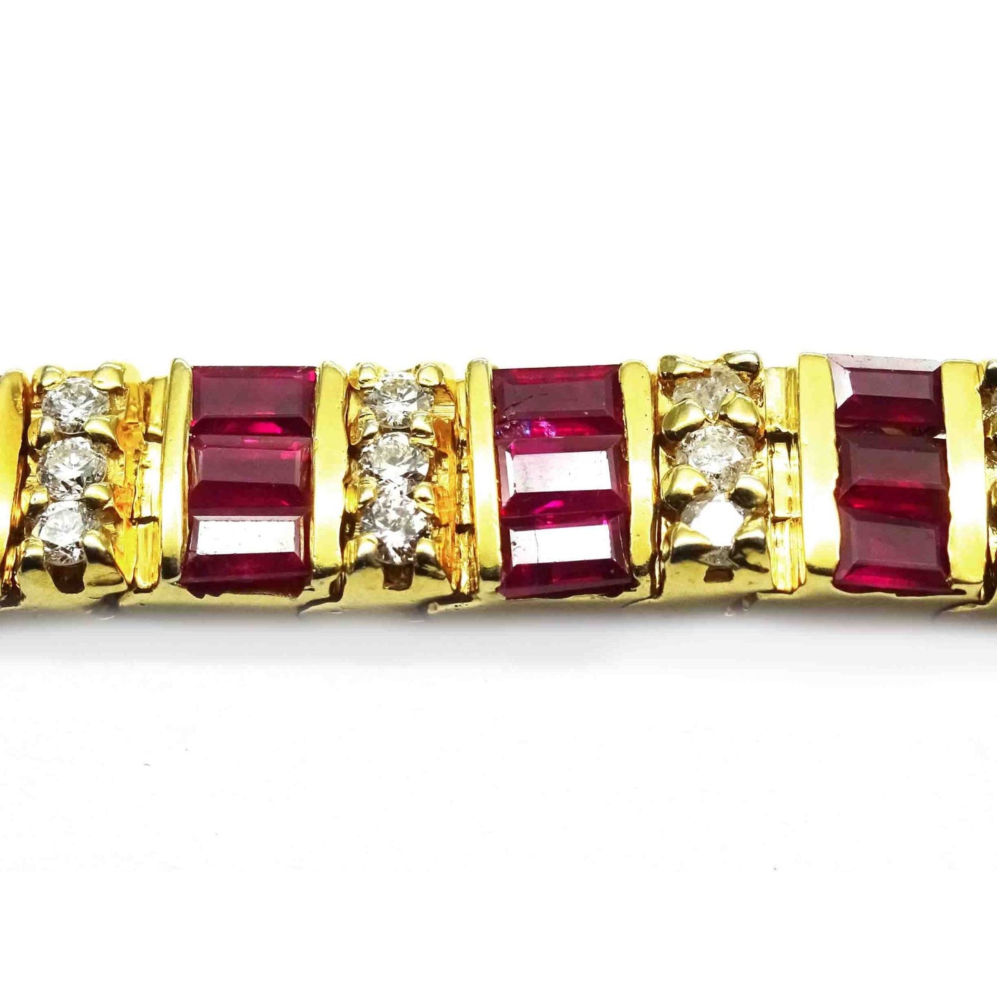 Heat Treated Natural Ruby & Diamond Bracelet 14k Gold