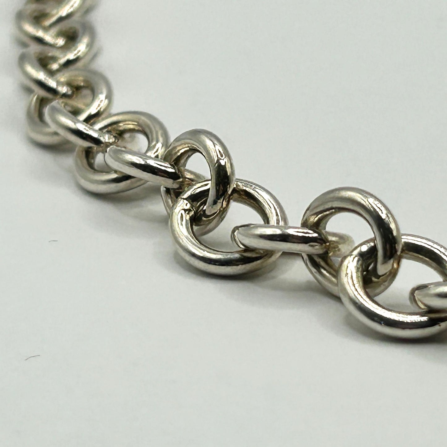 Authentic Judith Ripka Sterling Silver 20" Oval Cable Link Heart Clasp Necklace