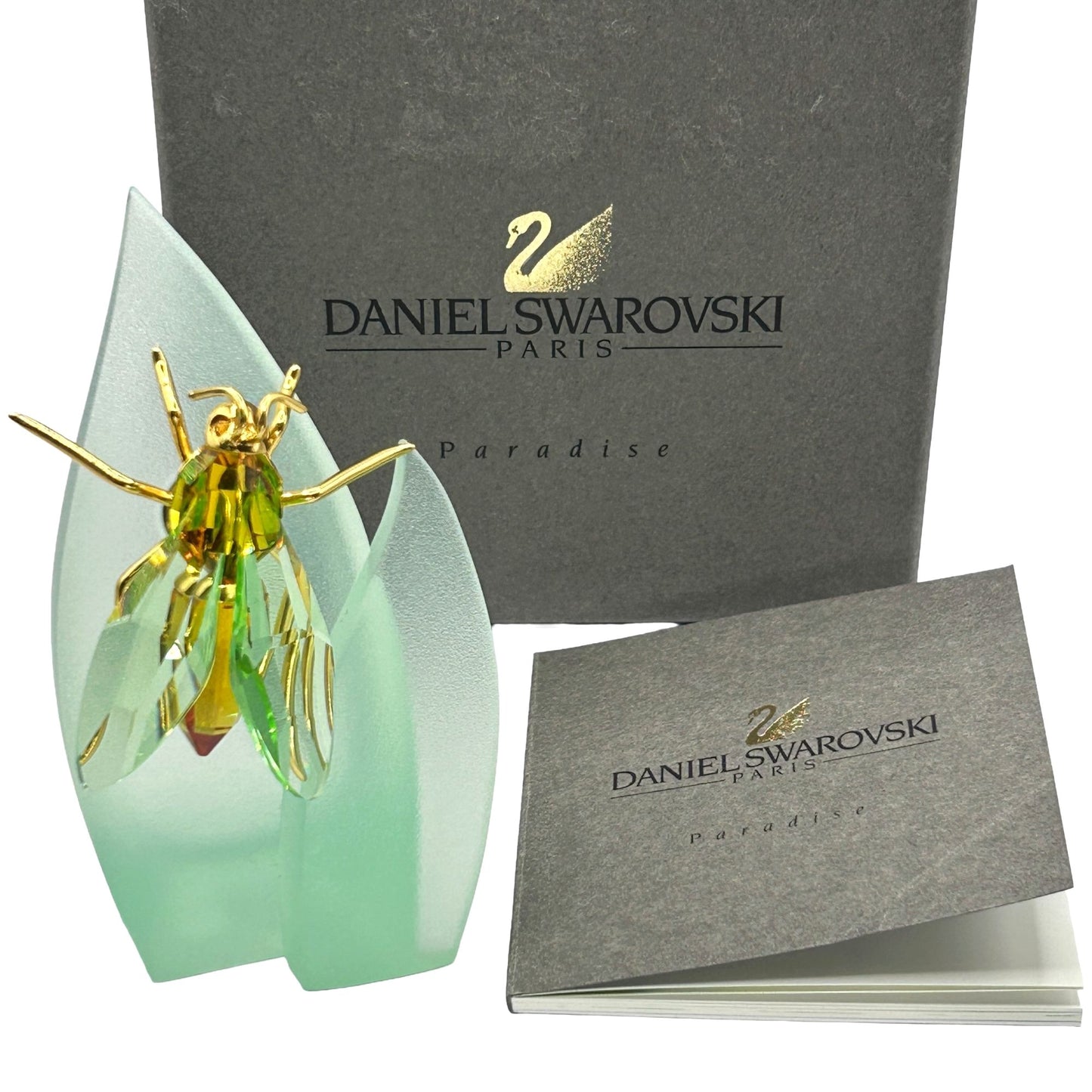 Swarovski Crystal 925 Gold Plated 250496 Olive/Amber Akima Fly Box/COA + Display