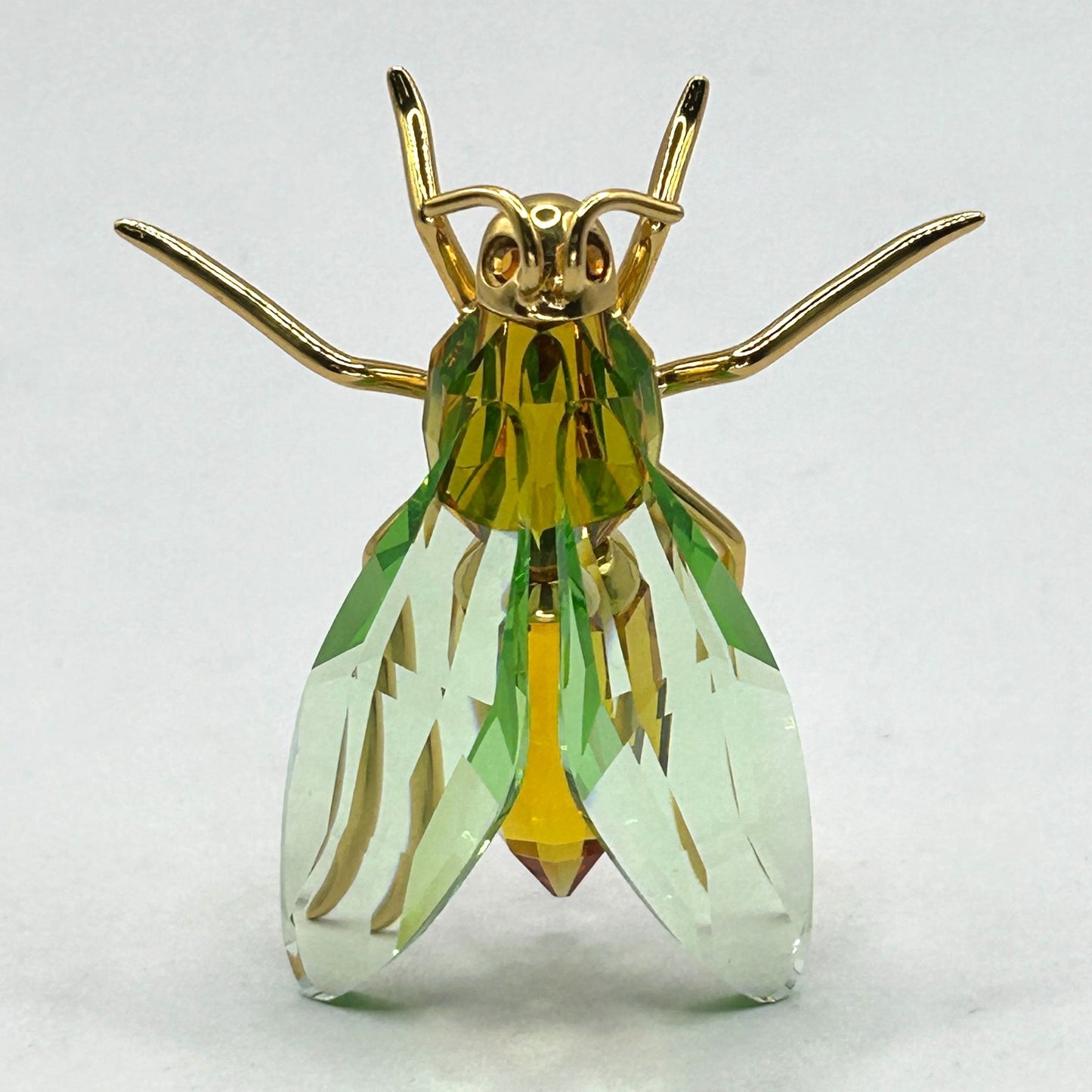 Swarovski Crystal 925 Gold Plated 250496 Olive/Amber Akima Fly Box/COA + Display