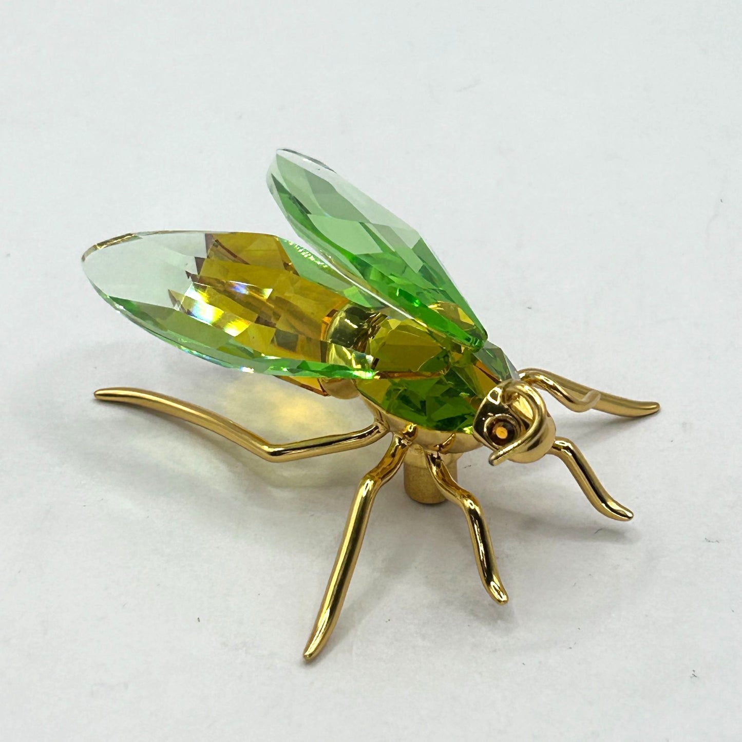 Swarovski Crystal 925 Gold Plated 250496 Olive/Amber Akima Fly Box/COA + Display