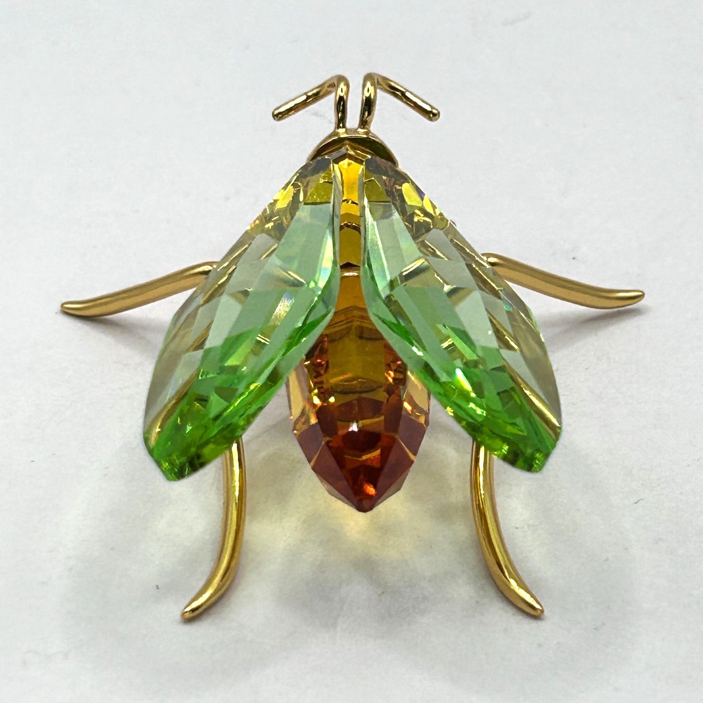 Swarovski Crystal 925 Gold Plated 250496 Olive/Amber Akima Fly Box/COA + Display
