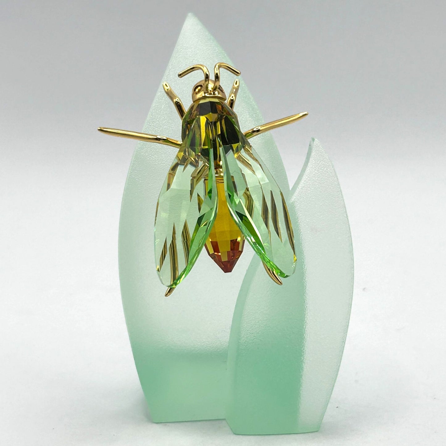 Swarovski Crystal 925 Gold Plated 250496 Olive/Amber Akima Fly Box/COA + Display