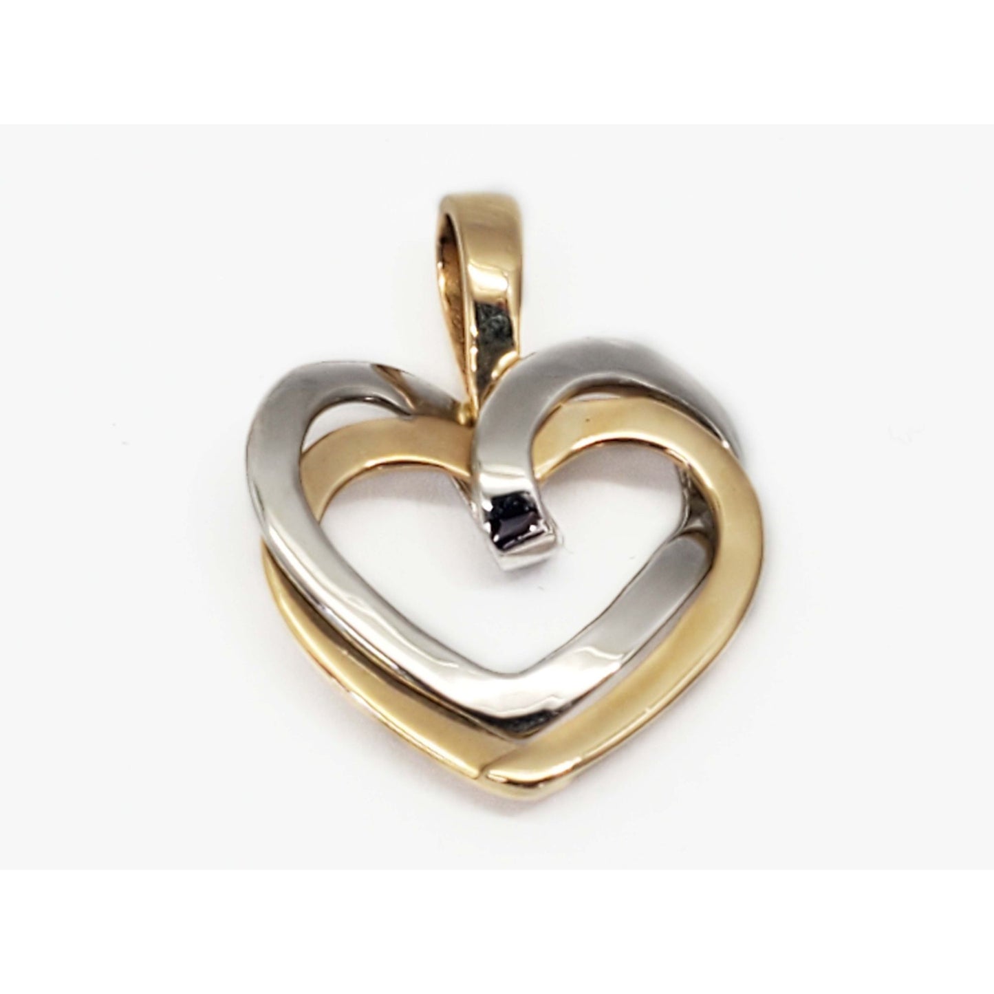 Two-Tone Open Heart Pendant 14k Yellow & White Gold