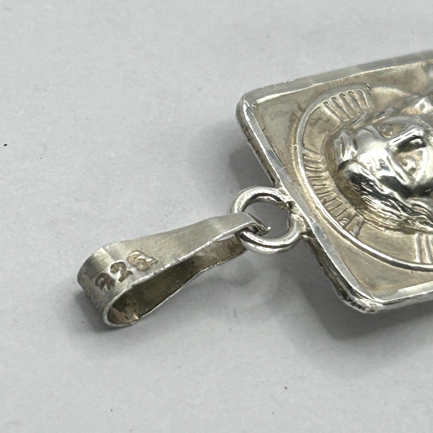 Vintage Mexico 925 Sterling Silver Jesus Christ & Mary Double Sided Pendant