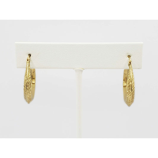 Knife-Edge Dia-Cut Polished Hoop Earrings 18k Gold