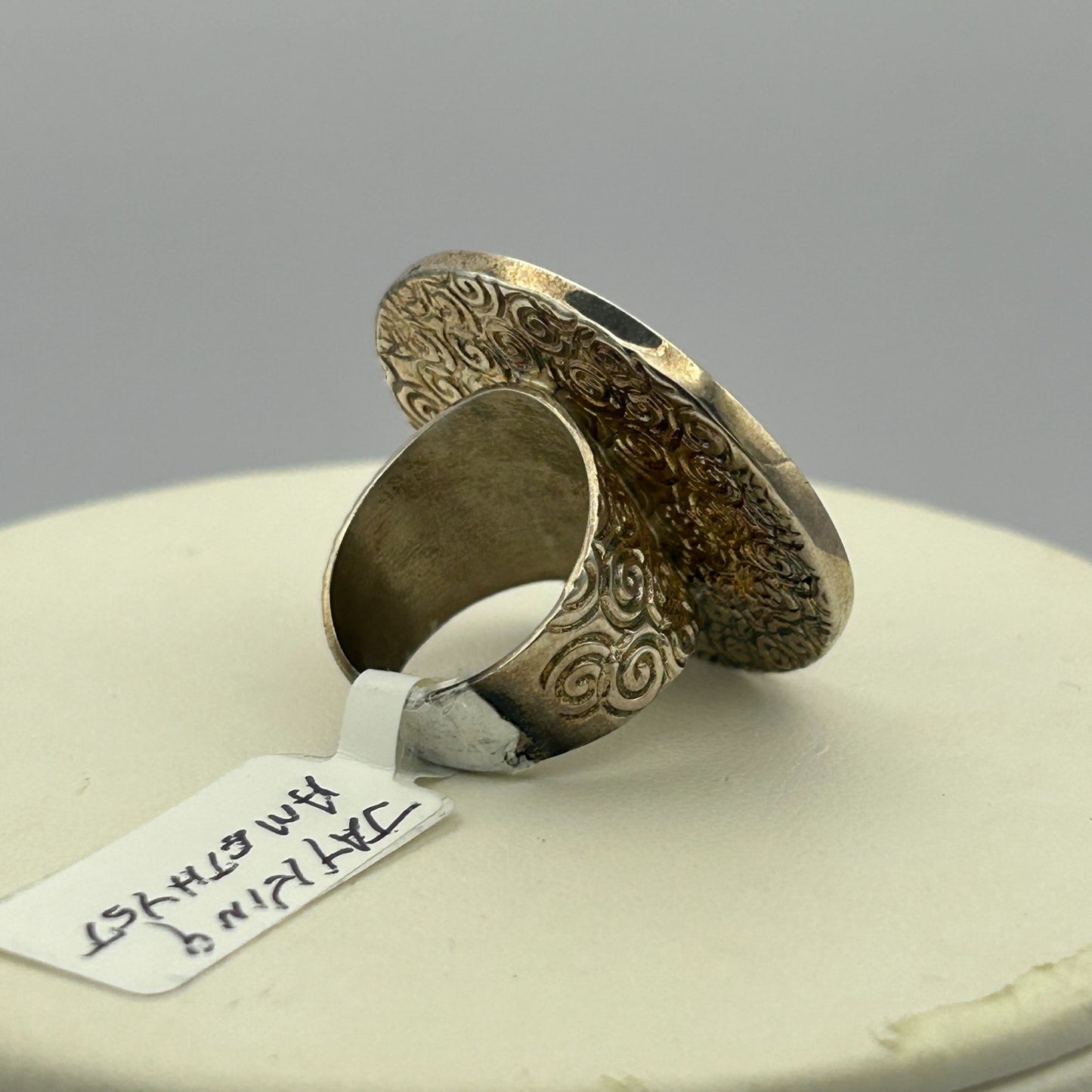 Large Circular 925 Sterling Silver and Jay King Amethyst Ring - SIZE 6