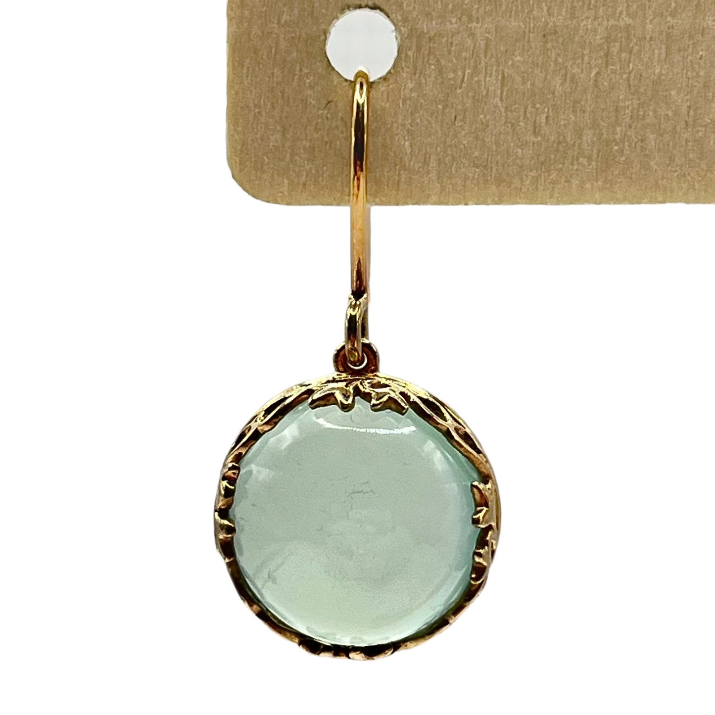 925 Sterling Silver LIRM Gold Layered Circle Chalcedony Dangle Earrings Ornate