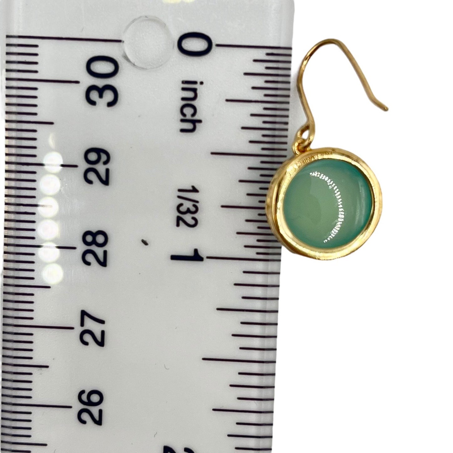 925 Sterling Silver LIRM Gold Layered Circle Chalcedony Dangle Earrings Ornate