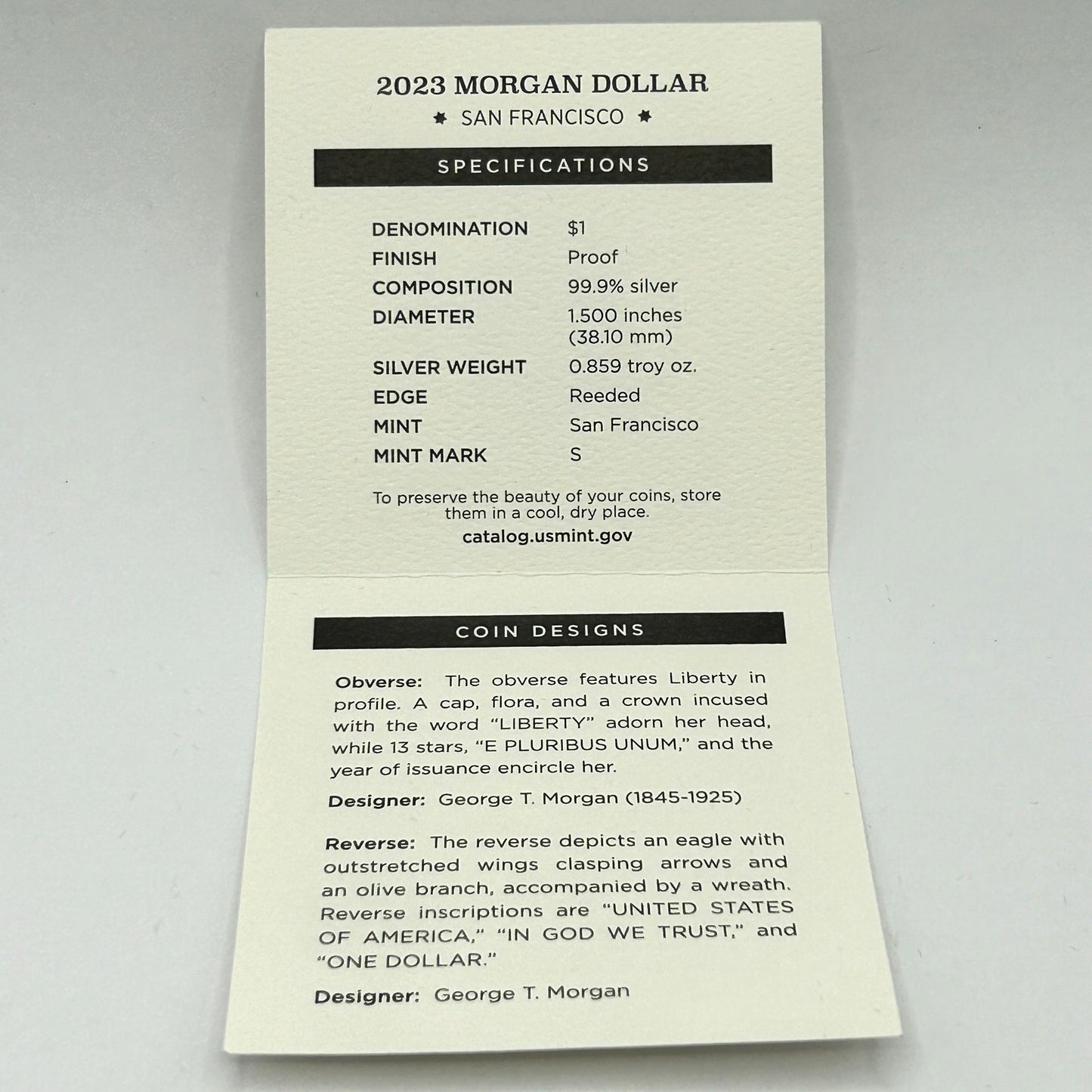 2023-S San Francisco Proof Morgan Silver Dollar Coin OGP & COA
