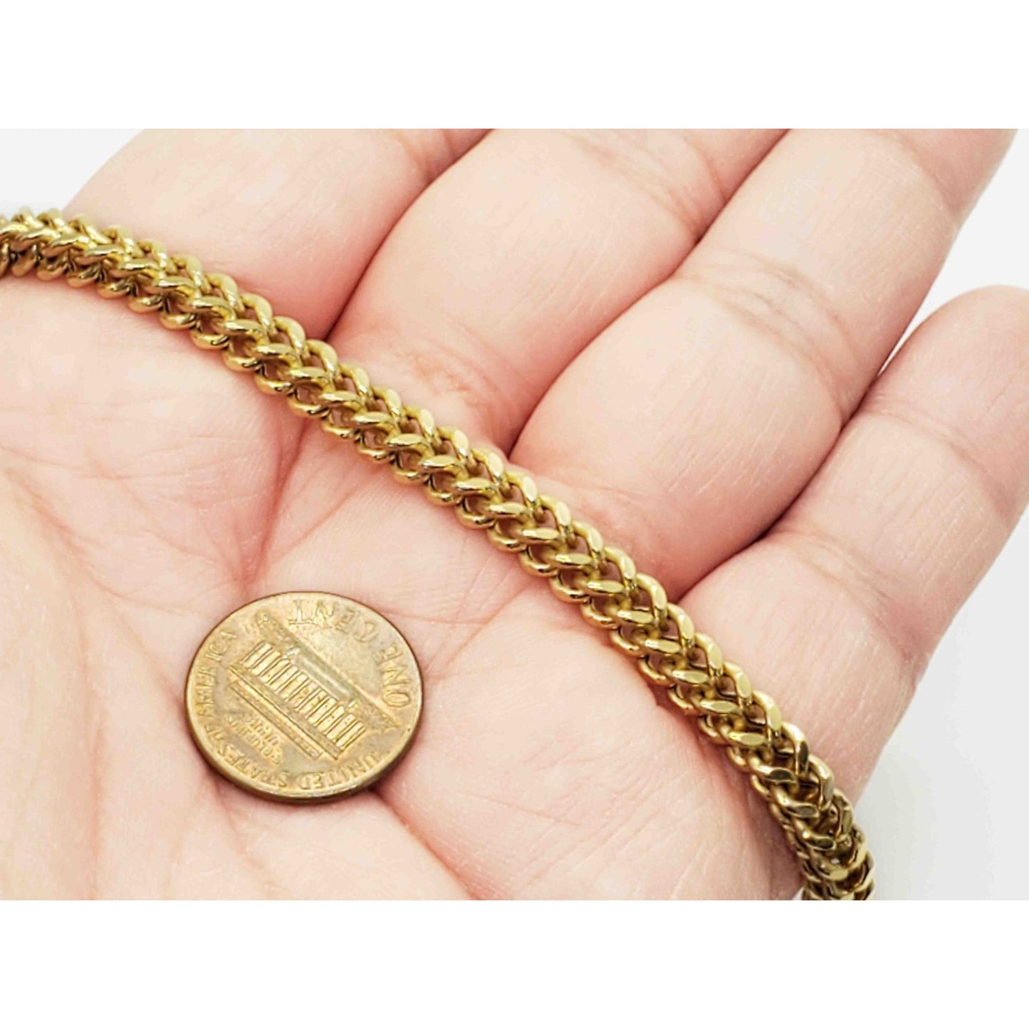 Italian 5.1mm Wide Box Wheat Link Tennis Bracelet 8-1/4" Long 14k Gold