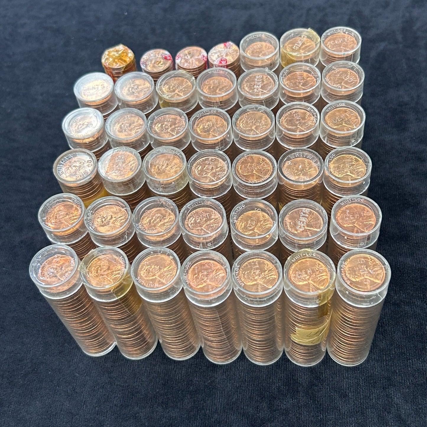 LOT OF 42 1964-P/D, 1967-P, 1968-D Rolls of BU Uncirculated Lincoln Pennies