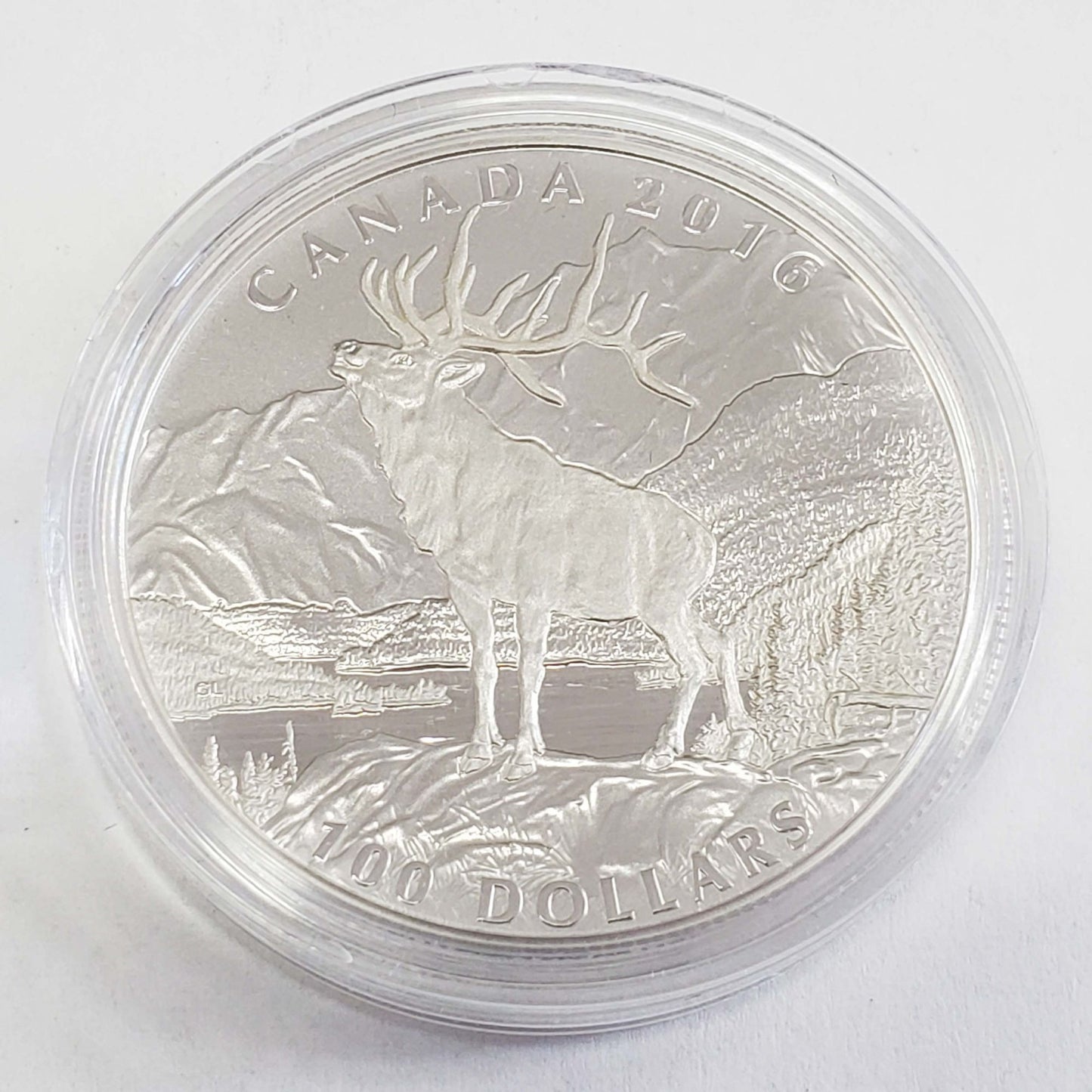 Royal Canadian Mint 2016 $100 1 oz .999 Fine Silver Elk Coin w/Box