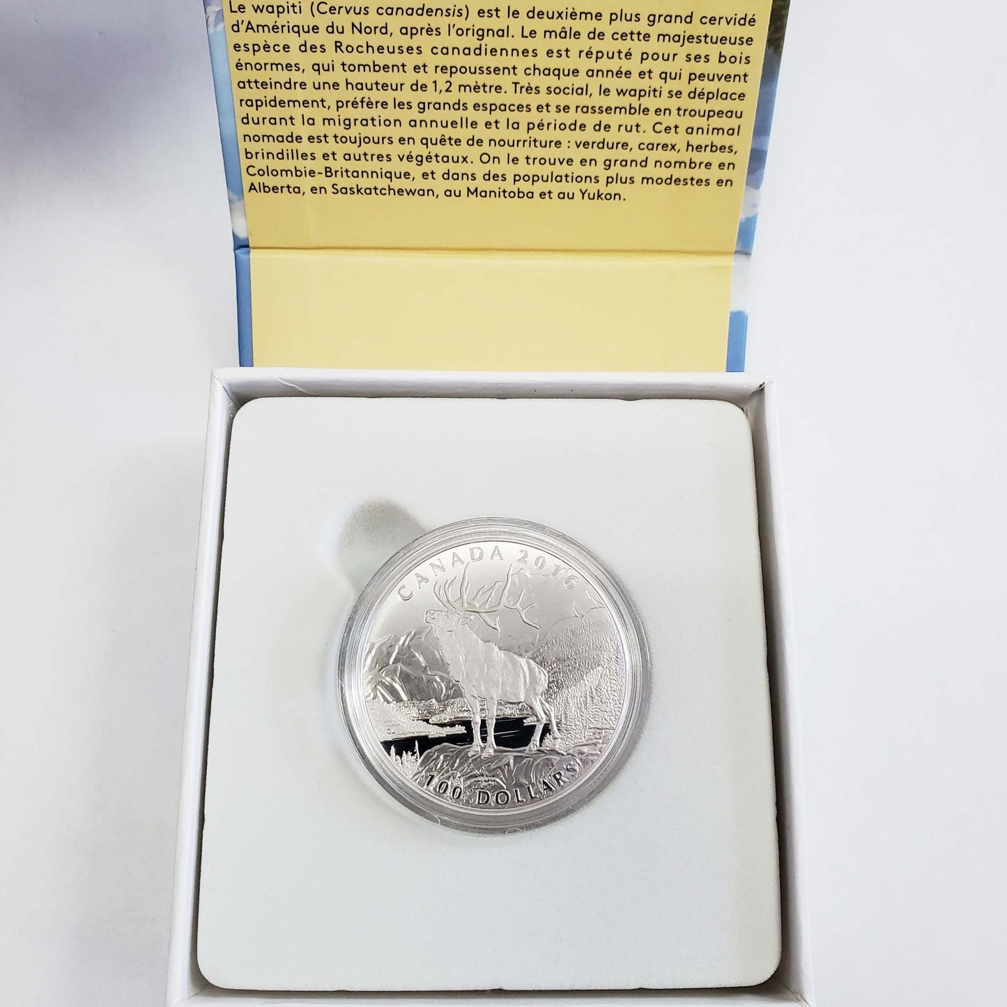 Royal Canadian Mint 2016 $100 1 oz .999 Fine Silver Elk Coin w/Box