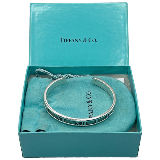 Tiffany & Co. 1995 Atlas Cuff Bracelet 6.5" in 925 Sterling Silver + Pouch & Box