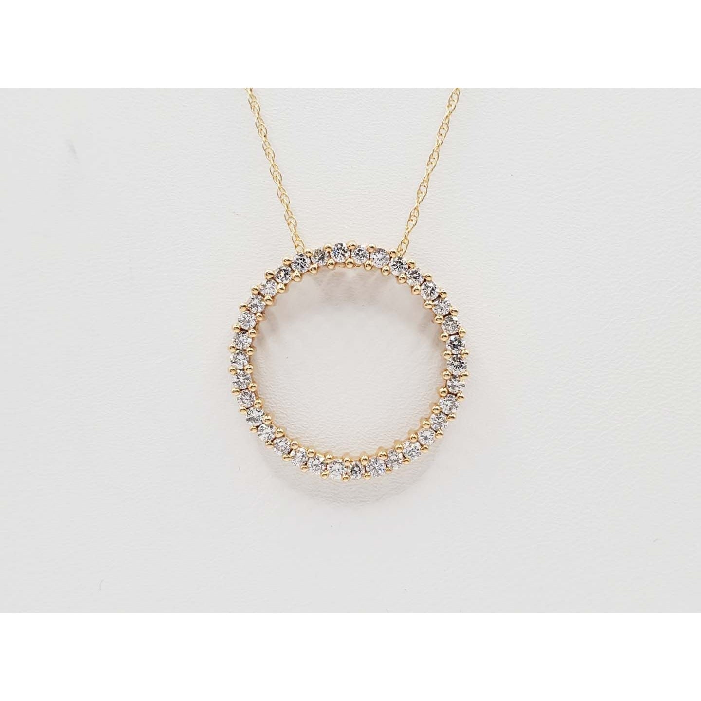 1.36 ctw Natural Diamond Circle of Life Pendant Necklace 18" Long 14k Gold