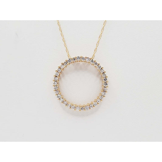 1.36 ctw Natural Diamond Circle of Life Pendant Necklace 18" Long 14k Gold