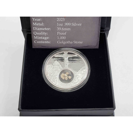 CoinJewels 2023 1 oz Silver Proof Coin "In the Footsteps of Jesus-Golgotha"