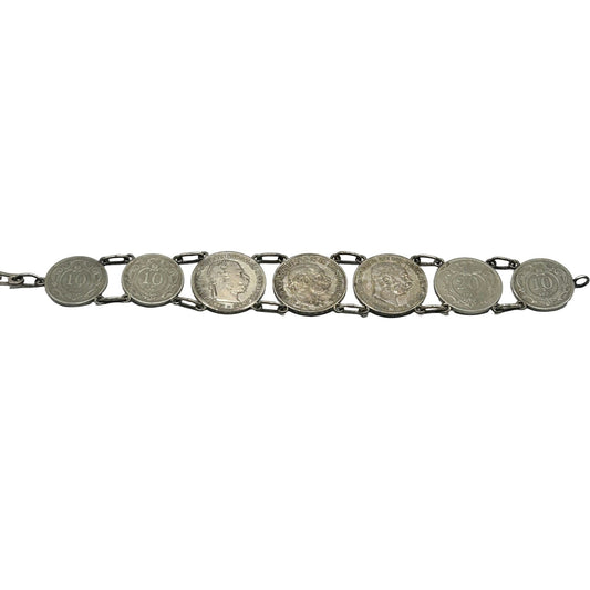 Austrian Silver Coin Bracelet 1893-1912 Franz Joseph + Francois-Joseph 1 Korona