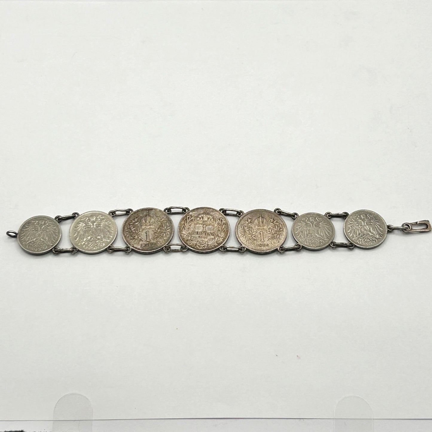 Austrian Silver Coin Bracelet 1893-1912 Franz Joseph + Francois-Joseph 1 Korona