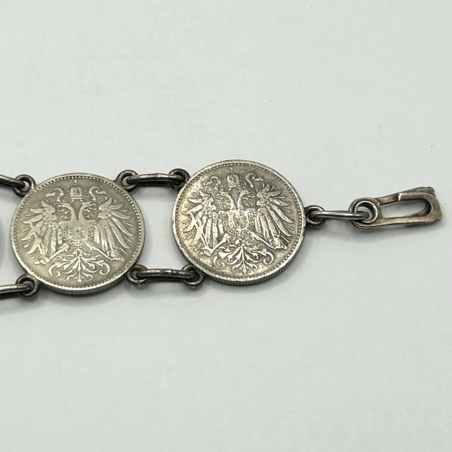 Austrian Silver Coin Bracelet 1893-1912 Franz Joseph + Francois-Joseph 1 Korona