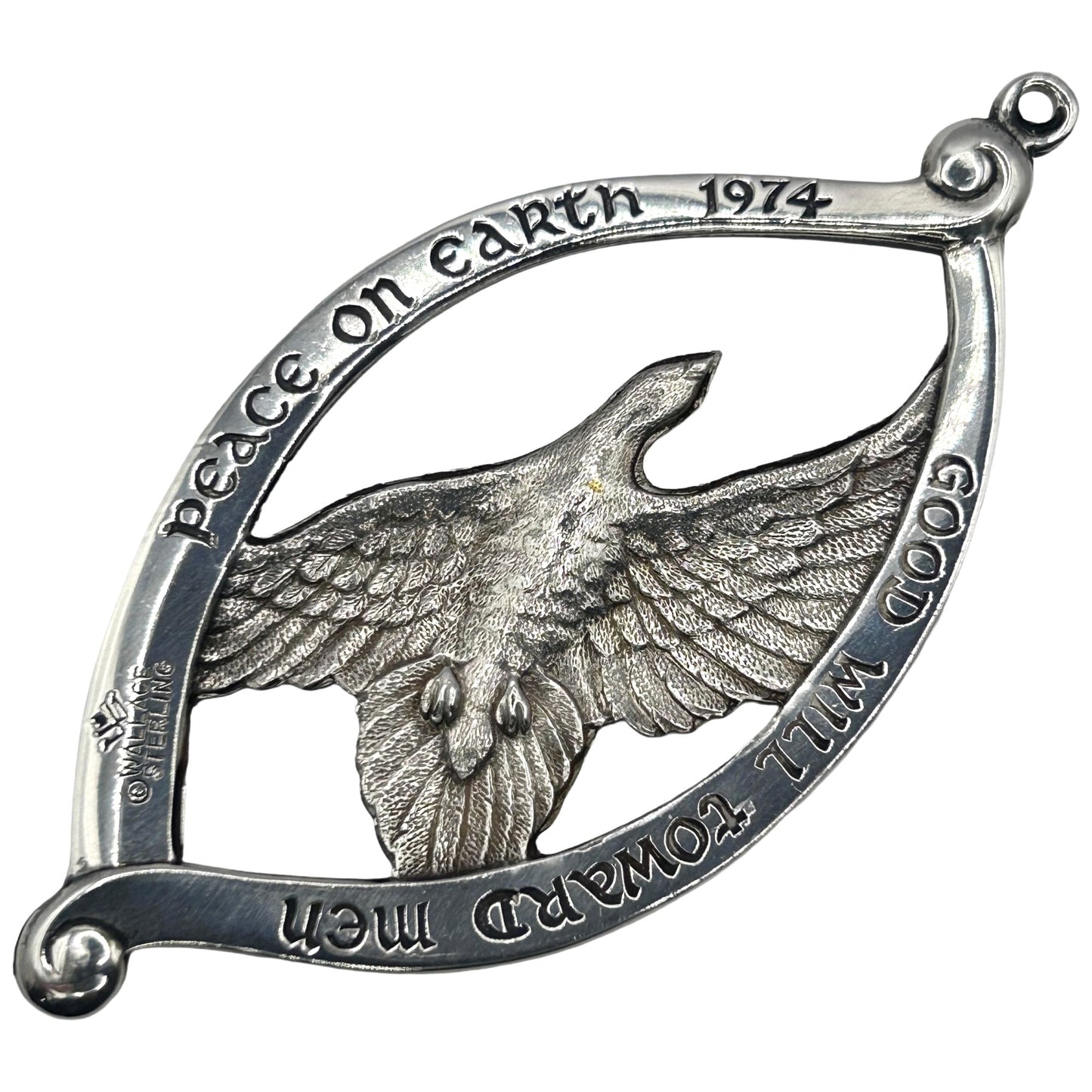 Wallace Sterling Silver Dove Peace On Earth Christmas Ornament Charm 1974