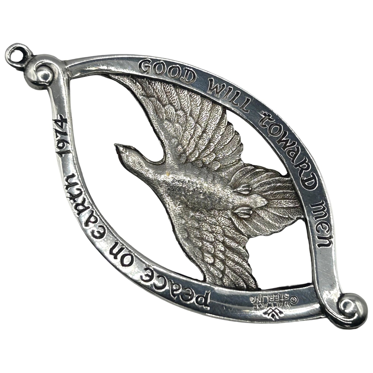 Wallace Sterling Silver Dove Peace On Earth Christmas Ornament Charm 1974