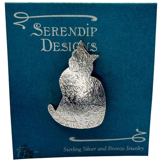 Vintage Serendip Designs 925 Sterling Silver Cat Brooch