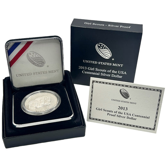 2013 W Girl Scouts Centennial PROOF Silver Dollar US Mint Coin with Box and COA
