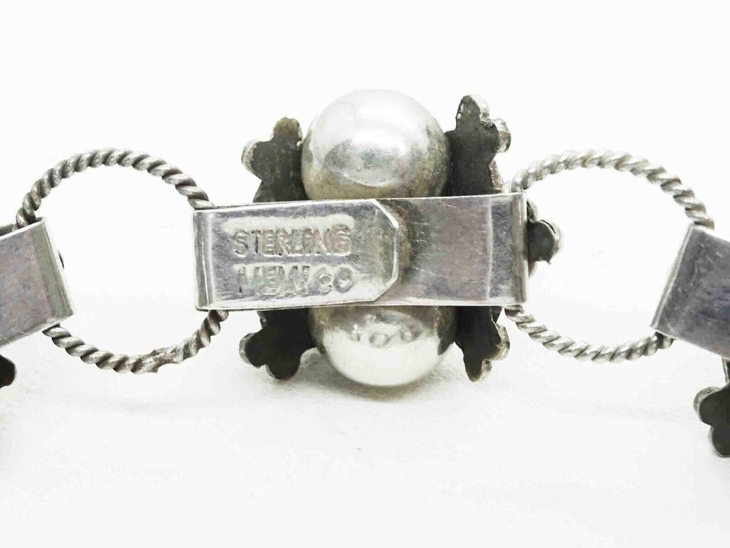 Estate Mexico Sterling Silver Caviar Bead Filigree Bracelet 6.25"