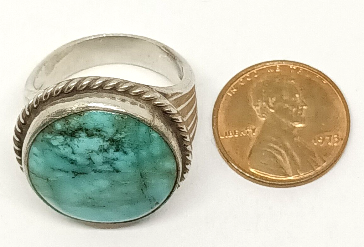 Southwestern Turquoise Sterling Silver Ring Size 9.5, 11.9 grams