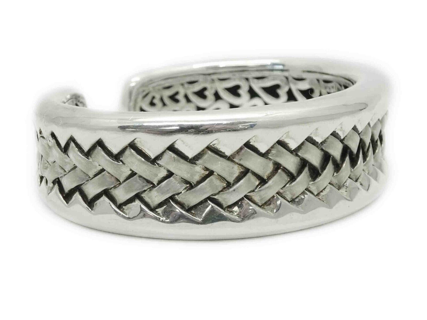 Scott Kay Designer Basket Weave Heart Filigree Cuff Sterling Silver