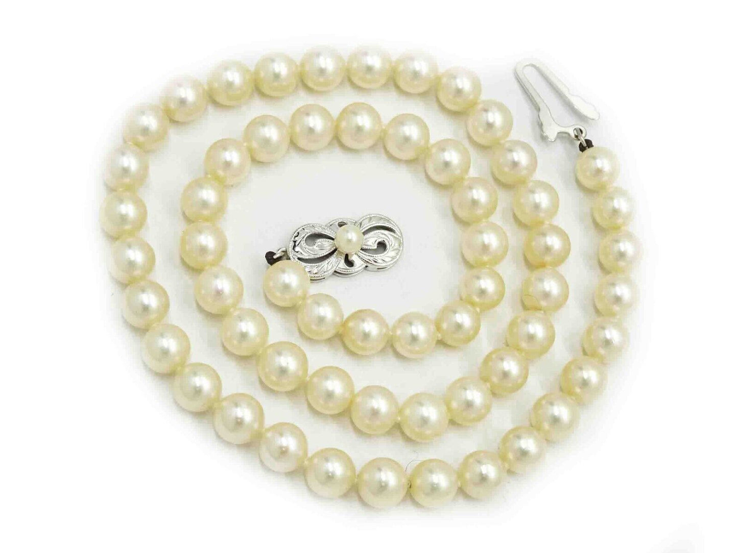 Mikimoto 6-6.5mm Akoya Cultured Pearl Bead Strand Necklace 18k White Gold 16"