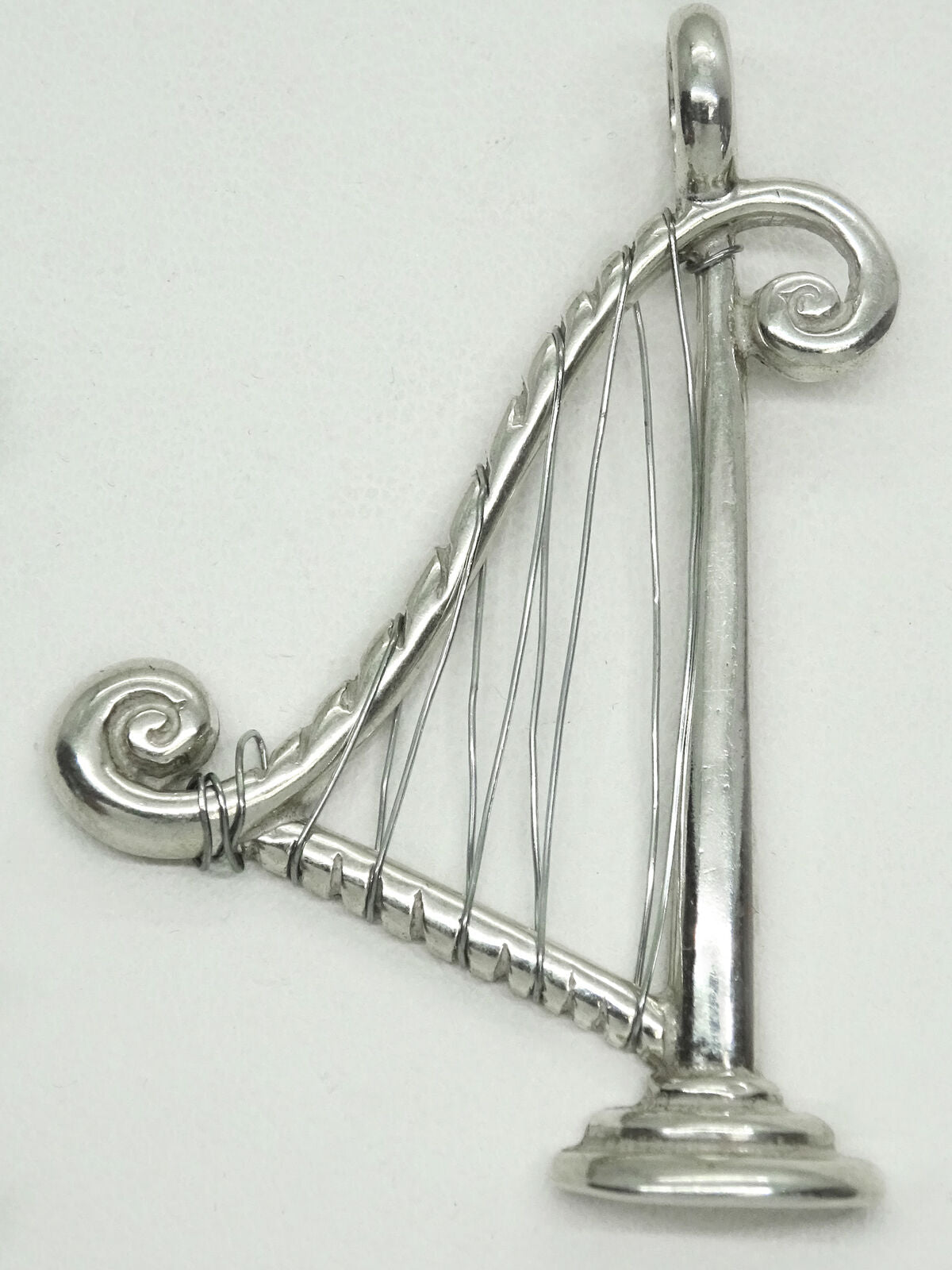 Harp with Wire Strings Pendant Sterling Silver