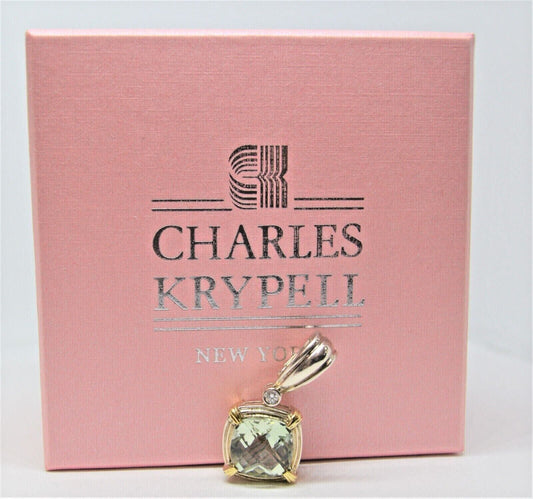 Charles Krypell Prasiolite & Diamond Sterling Silver & 14K Gold Pendant