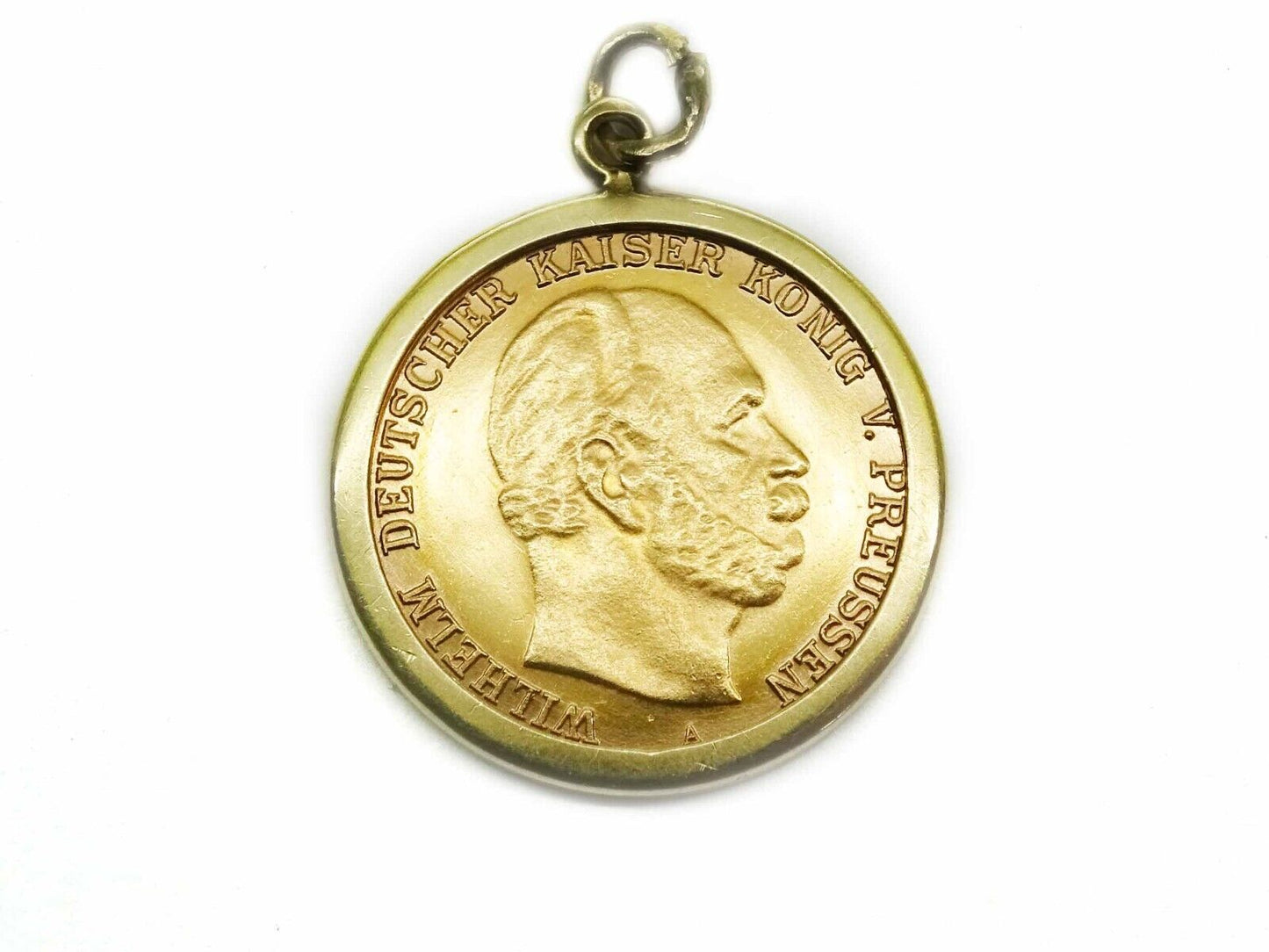 Gold 1877 Wilhelm Deutscher Kaiser Konig V. Preussen 5 Mark Coin Pendant