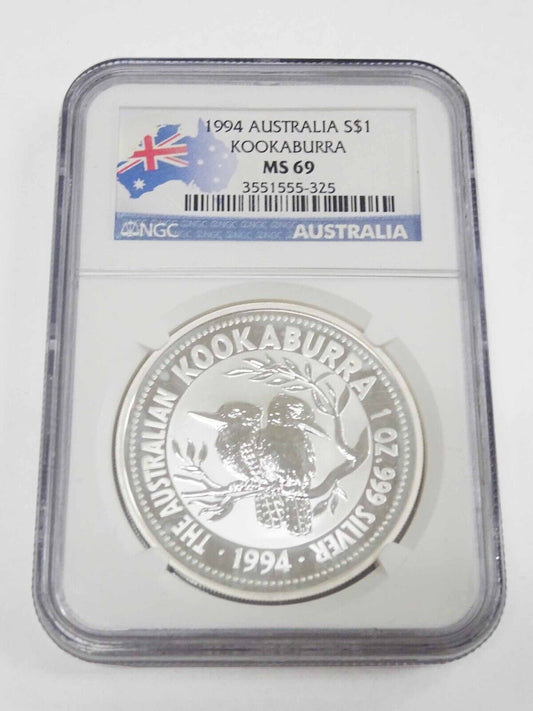 1994 Australia Dollar Silver Kookaburra NGC MS 69