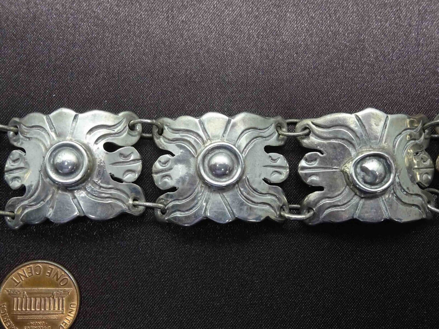 Estate Mexico Sterling Silver Concho Link Belt 29" 174.2 grams