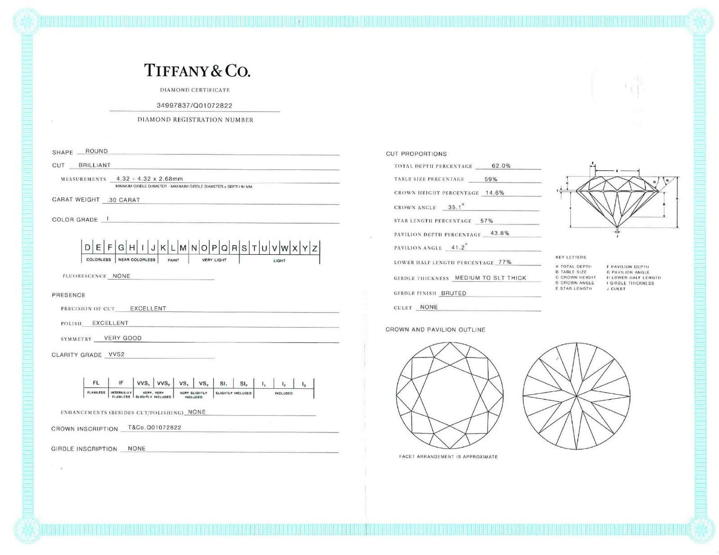 Tiffany & Co 0.30ct tw Diamond Platinum "Harmony" Ring Size 4.5, Box & Papers
