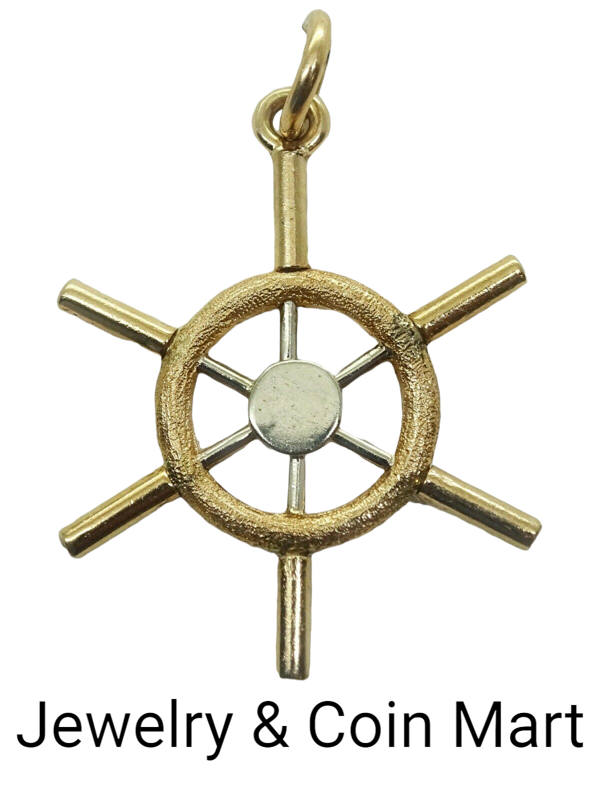 Ship Wheel Pendant 14k 2-Tone Gold