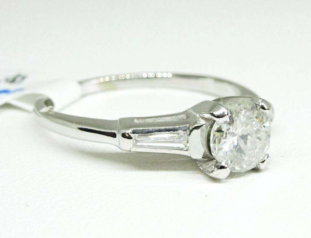 Estate Vintage 14k White Gold Diamond Engagement Ring, 0.80ct tw